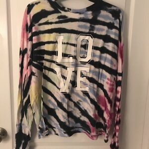 No Boudaries Tie-Dye Long Sleeve Shirt with LOVE Print (Preowned)